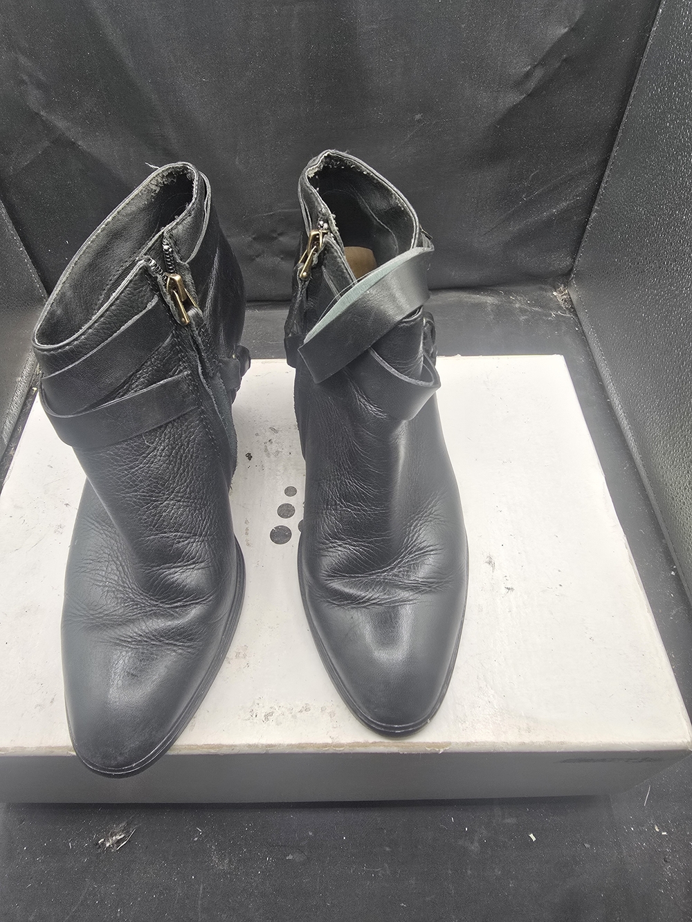 Dolce Vita Black Leather Ankle Booties with Side‎ Strap